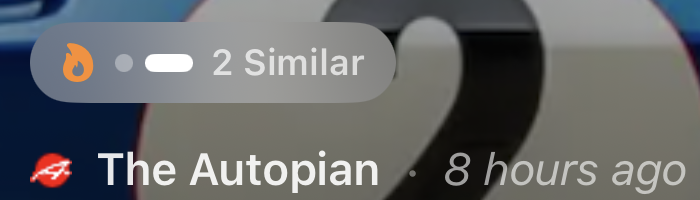 Similarity match badge showing 2 Similar next to the source and timestamp